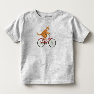 Camiseta Infantil Orange Tabby Cat on a Bicycle - Vintage Embroidery