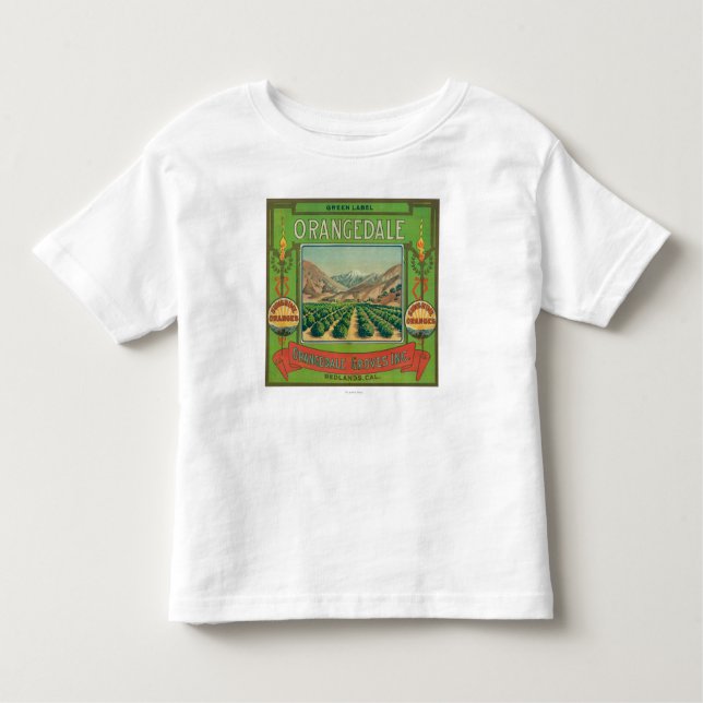 Camiseta Infantil Orangedale LabelRedlands alaranjado, CA (Frente)