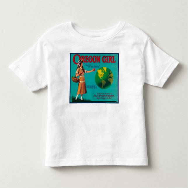 Camiseta Infantil Oregon Girl Apple Crate LabelElgin, OU (Frente)