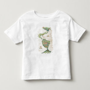 Camiseta Infantil Os Americas, detalhe do atlas de mundo, 1565