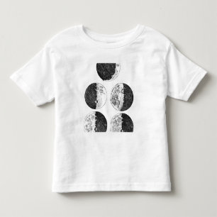 Camiseta Infantil Os desenhos de Galileo das fases da lua