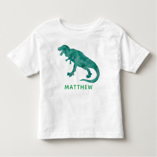 Camiseta Infantil Os miúdos personalizaram o dinossauro verde da