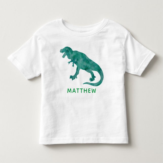 Camiseta Infantil Os miúdos personalizaram o dinossauro verde da (Frente)