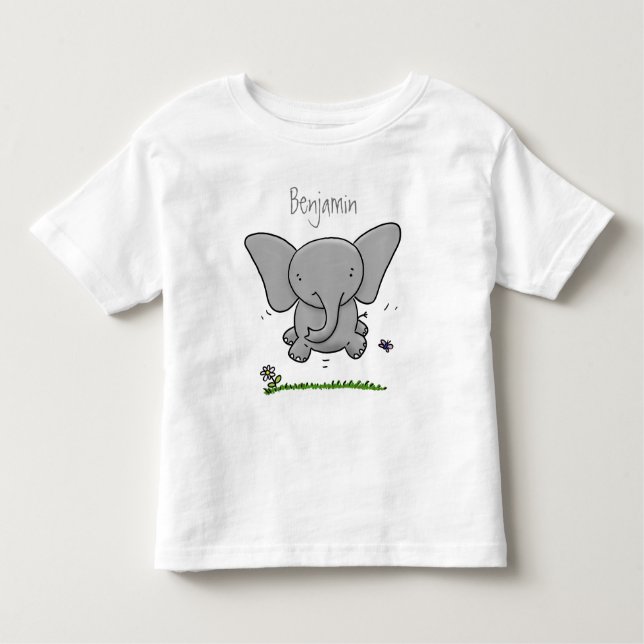 Camiseta Infantil Ótima ilustração de desenho animado de elefante be (Frente)