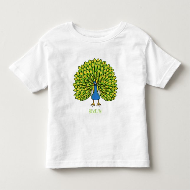 Camiseta Infantil Ótima ilustração de pássaro pavão brilhante (Frente)