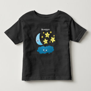 Camiseta Infantil Ótimas estrelas cantoras, lua e desenhos em nuvem