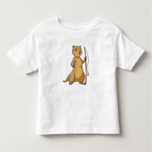 Camiseta Infantil Otter como pescador com barra de pesca