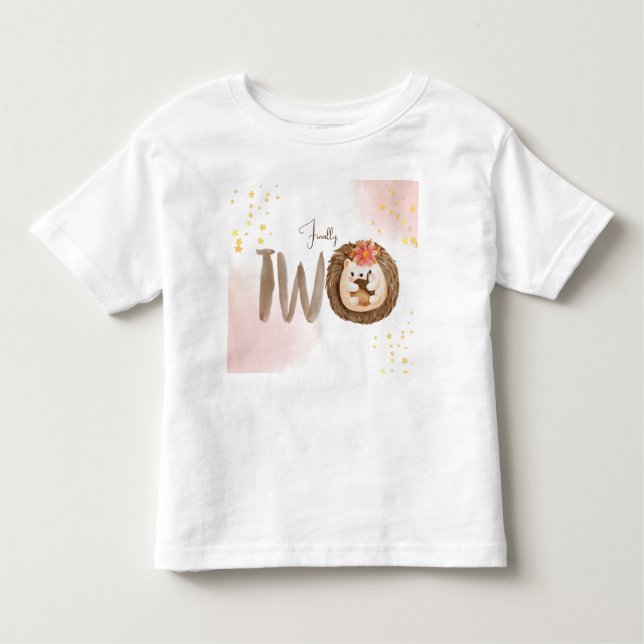 Camiseta Infantil ouriço de aquarela de 2 anos de idade (Frente)