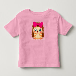 Camiseta Infantil ouriço de desenho animado adorável com laço rosa