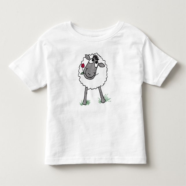 Camiseta Infantil Ovelha Bobo divertida com Flor, T-shirt Toddler (Frente)