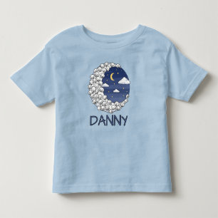Camiseta Infantil Ovelha Fofa na Lua e Nuvens