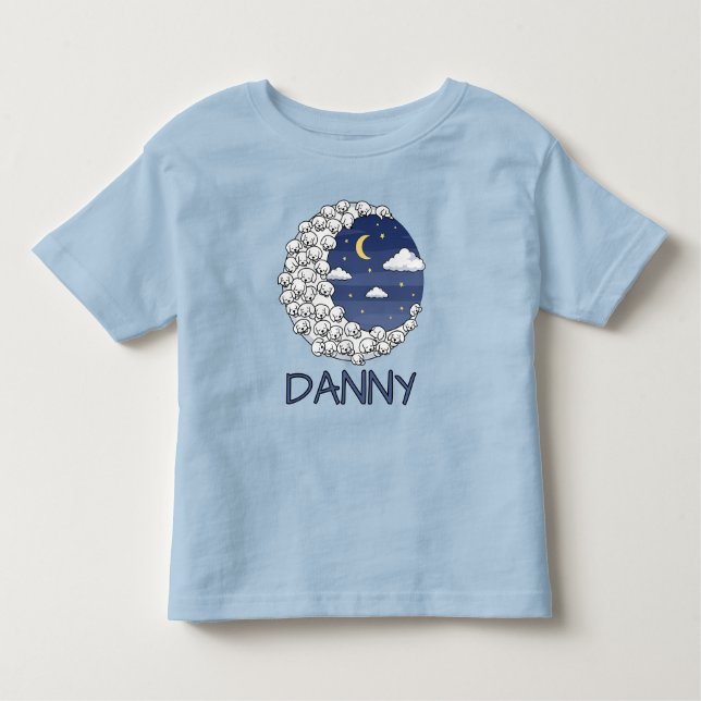 Camiseta Infantil Ovelhas Fofas na Lua e Nuvens (Frente)