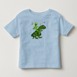 Camiseta Infantil OVNI de Espaço do Dinossauro T-Rex em alienígena
