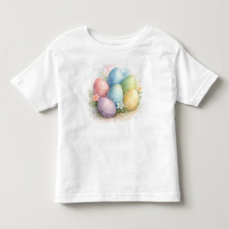 Camiseta Infantil Ovos de Páscoa em Aquarela Pastel com Flores