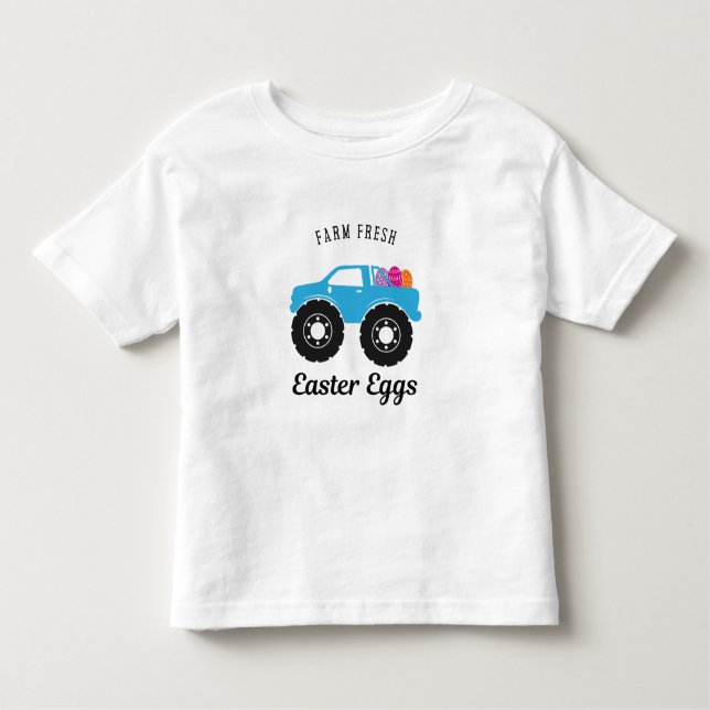 Camiseta Infantil Ovos de Páscoa frescos de fazenda (Frente)