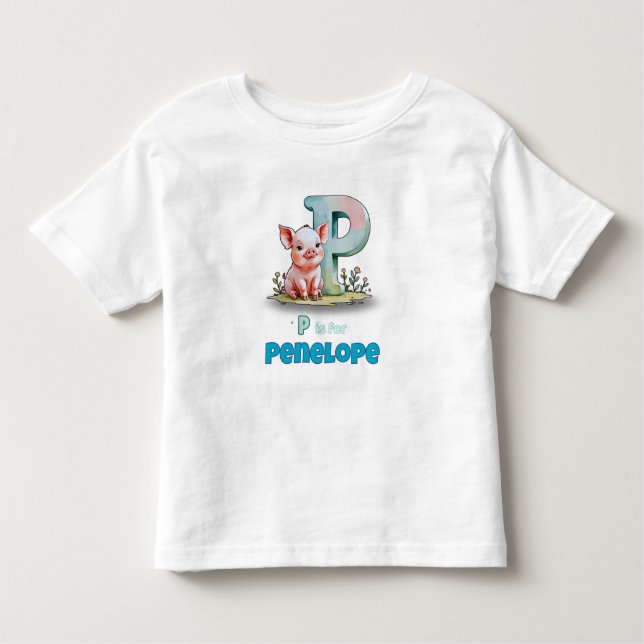 Camiseta Infantil P is for Penelope - Personalized Toddler T-Shirt (Frente)