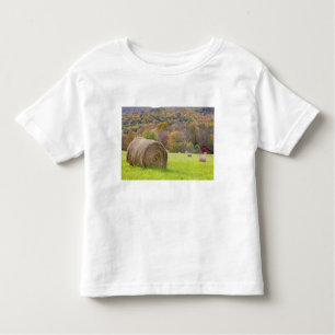 Camiseta Infantil Pacotes e folhagem de outono de feno na fazenda,