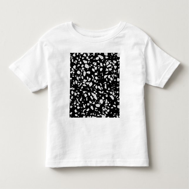 Camiseta Infantil Padrão abstrato Terrazzo Mosaico preto e branco (Frente)