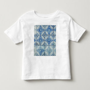 Camiseta Infantil Padrão Antiquado de Azulejos Portugueses - Azulej