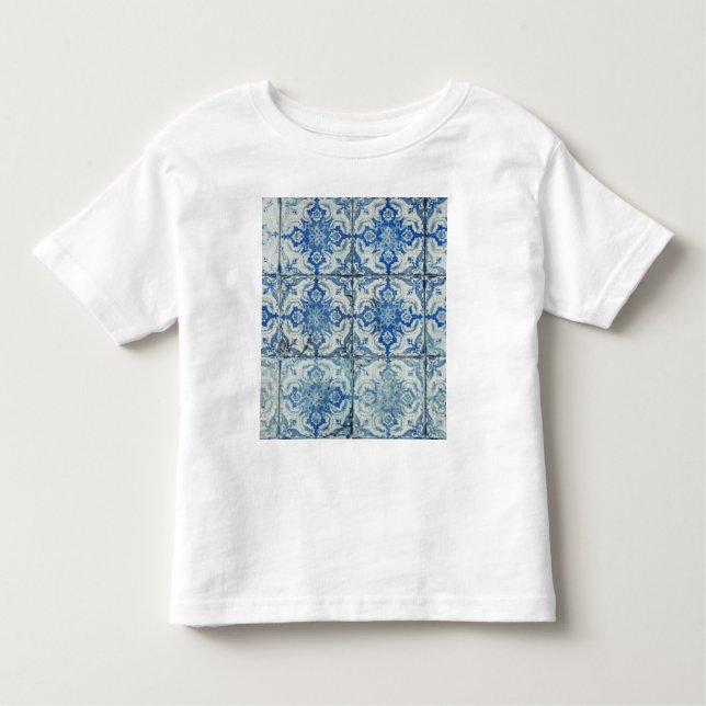 Camiseta Infantil Padrão Antiquado de Azulejos Portugueses - Azulejo (Frente)