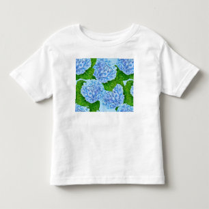 Camiseta Infantil Padrão aquoso de hydrangea azul