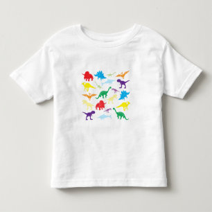 Camiseta Infantil Padrão Colorida Dinossauros Aquarela Crianças