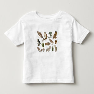 Camiseta Infantil Padrão da Floresta de Coruja Vintage