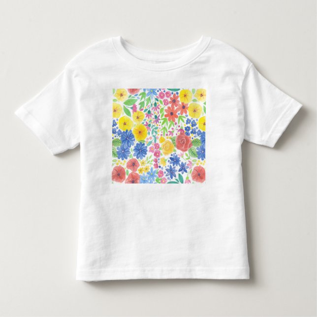 Camiseta Infantil Padrão de aquarela floral (Frente)