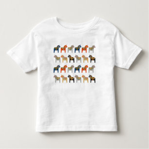 Camiseta Infantil Padrão de Arte Folclórica Sueca Dala Horse