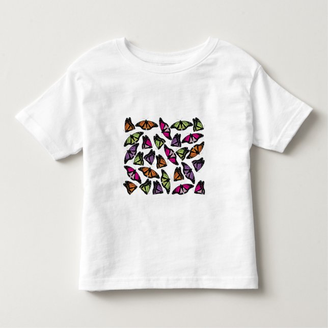 Camiseta Infantil Padrão de borboletas coloridas (Frente)