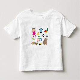 Camiseta Infantil Padrão de Brinquedos para Crianças Bonitas