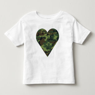 Camiseta Infantil Padrão de Camuflagem Verde, Padrão Militar, Exérci