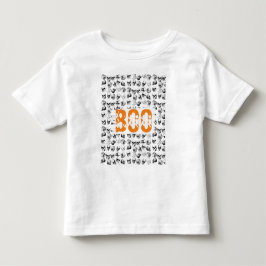 Camiseta Infantil Padrão de Caveira de Bolinho Laranja Halloween Spo