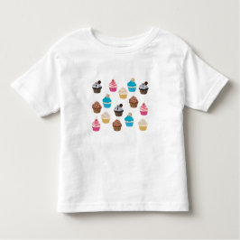 Camiseta Infantil Padrão de Cupcakes Cute Coloridos