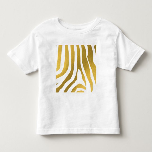 Camiseta Infantil Padrão de faixas de impressão de zebra Dourada Fau (Frente)
