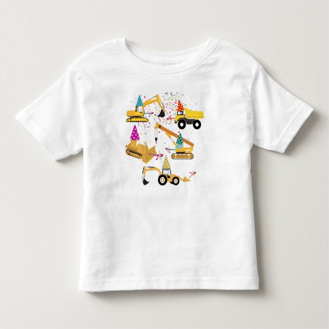 Camiseta Infantil Padrão de Festa de aniversário de Caminhões de Con (Frente)