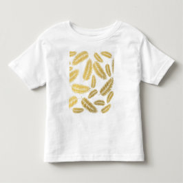 Camiseta Infantil Padrão de Folhas de Palmeira em Ouro Falso