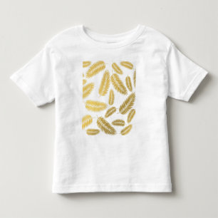Camiseta Infantil Padrão de Folhas de Palmeira em Ouro Falso