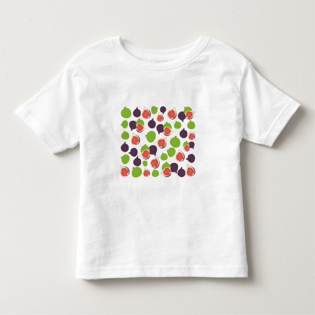Camiseta Infantil Padrão de Fruta de Verão da Fig Mediterrânica (Frente)