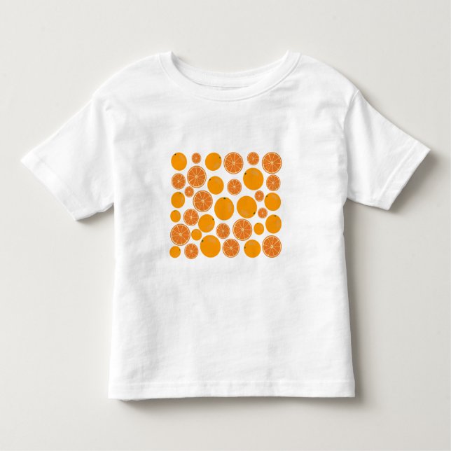 Camiseta Infantil Padrão de Fruta laranja (Frente)