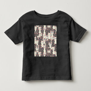 Camiseta Infantil Padrão de gatos brancos e cinzas