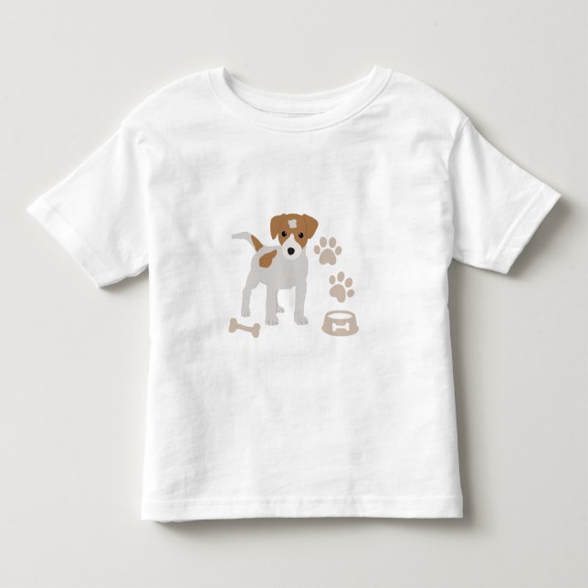 Camiseta Infantil Padrão de Impressões de Pata de Cachorro Fofo (Frente)