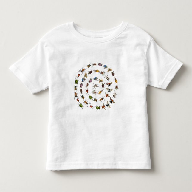Camiseta Infantil Padrão de Insetos e besouros coloridos (Frente)