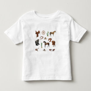 Camiseta Infantil Padrão de Rodeio Country Cowboy Cowgirl