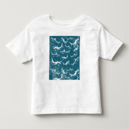 Camiseta Infantil Padrão de Tubarão Azul Distorcida