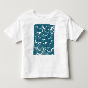 Camiseta Infantil Padrão de Tubarão Azul Distorcida