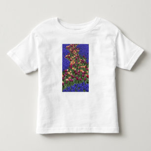 Camiseta Infantil Padrão de tulipas e flores de jacinto de uva,