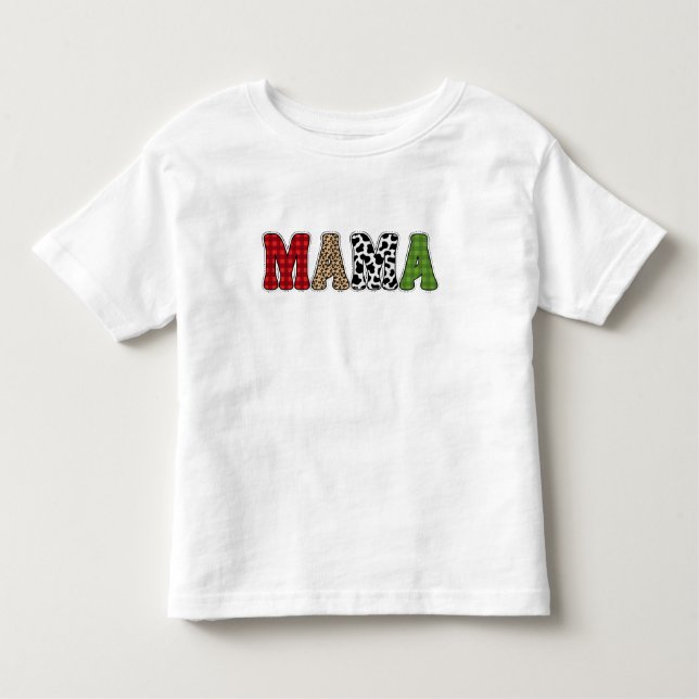 Camiseta Infantil Padrão de Xadrez de Natal da mamãe - Designs de Na (Frente)