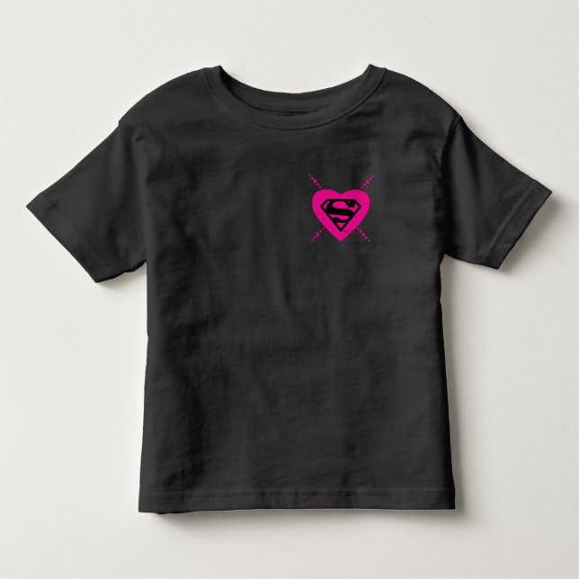 Camiseta Infantil Padrão Diagonal de Corações de Supermenina (Frente)