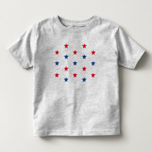 Camiseta Infantil Padrão Patriótico de estrelas brancas azuis 4 de